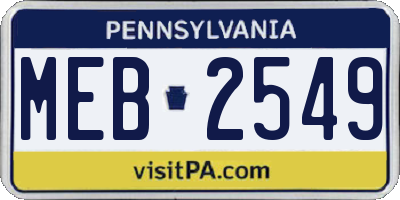 PA license plate MEB2549