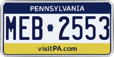 PA license plate MEB2553