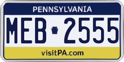 PA license plate MEB2555