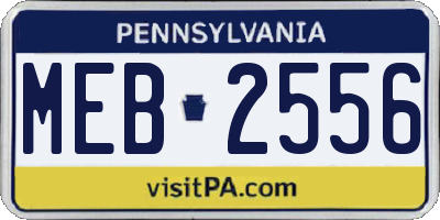 PA license plate MEB2556