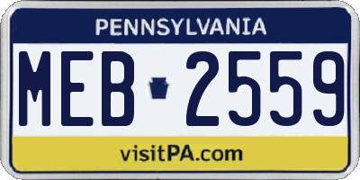 PA license plate MEB2559