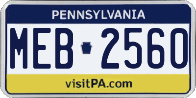 PA license plate MEB2560