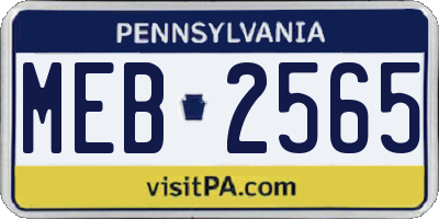 PA license plate MEB2565