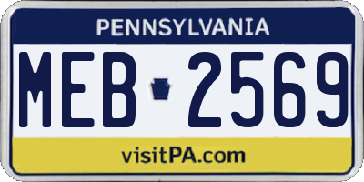 PA license plate MEB2569