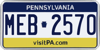 PA license plate MEB2570