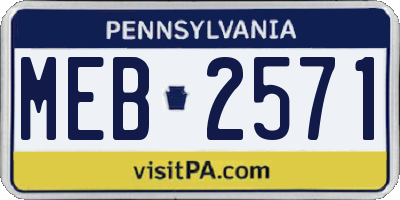 PA license plate MEB2571