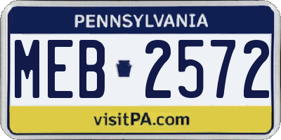 PA license plate MEB2572