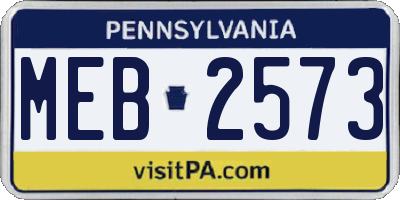 PA license plate MEB2573