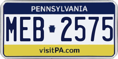 PA license plate MEB2575