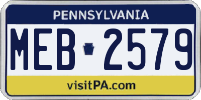 PA license plate MEB2579