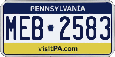PA license plate MEB2583