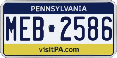 PA license plate MEB2586