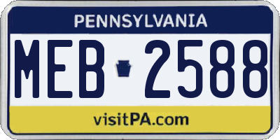 PA license plate MEB2588