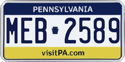 PA license plate MEB2589