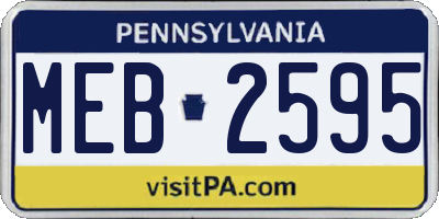 PA license plate MEB2595