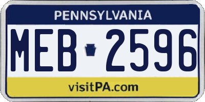 PA license plate MEB2596