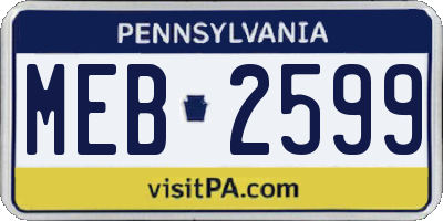 PA license plate MEB2599