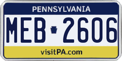 PA license plate MEB2606