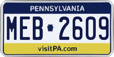 PA license plate MEB2609