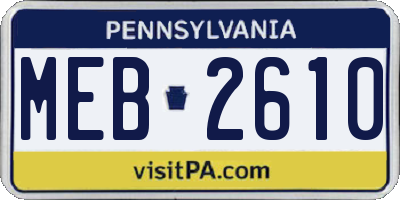 PA license plate MEB2610