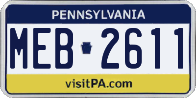 PA license plate MEB2611