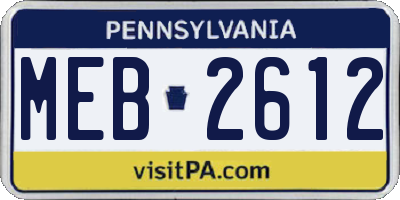 PA license plate MEB2612