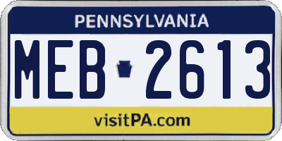 PA license plate MEB2613