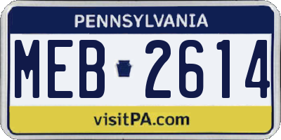 PA license plate MEB2614