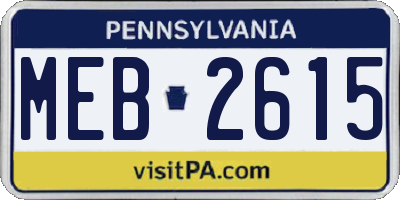 PA license plate MEB2615