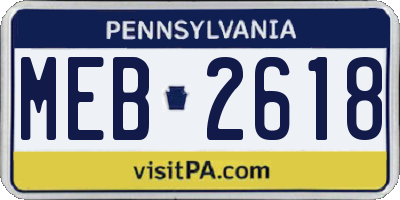 PA license plate MEB2618