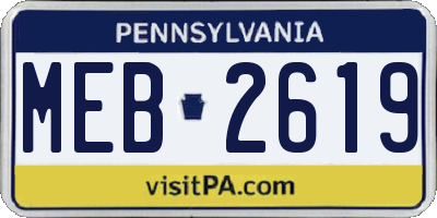PA license plate MEB2619