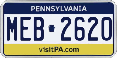 PA license plate MEB2620