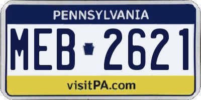 PA license plate MEB2621