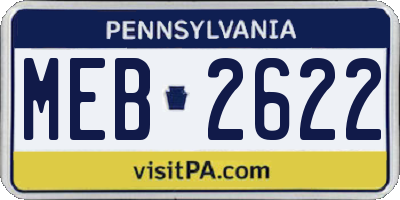PA license plate MEB2622