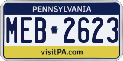 PA license plate MEB2623