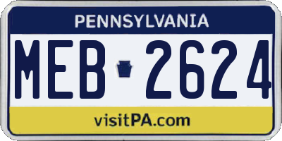 PA license plate MEB2624