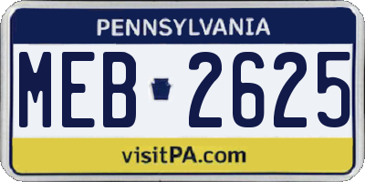 PA license plate MEB2625