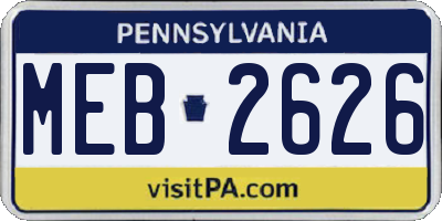 PA license plate MEB2626