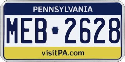 PA license plate MEB2628