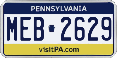 PA license plate MEB2629
