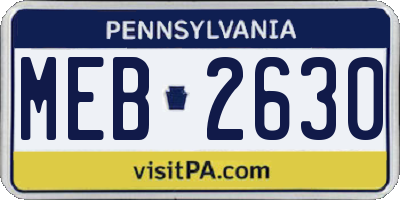 PA license plate MEB2630