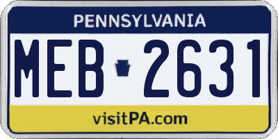 PA license plate MEB2631