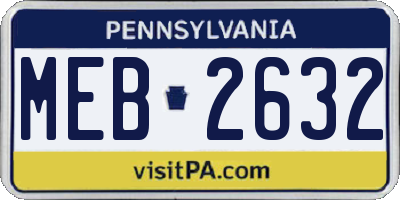 PA license plate MEB2632