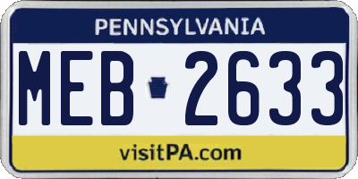 PA license plate MEB2633