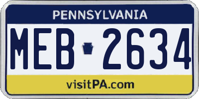 PA license plate MEB2634