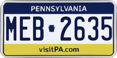 PA license plate MEB2635