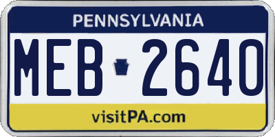 PA license plate MEB2640