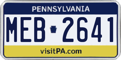 PA license plate MEB2641