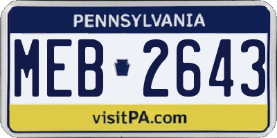 PA license plate MEB2643