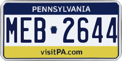 PA license plate MEB2644
